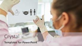  Presentation with infection control - Presentation theme consisting of business-woman-hangs-information background and a lemonade colored foreground