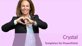  Presentation with hands the shape of a heart - Audience pleasing slides consisting of business woman happy showing love backdrop and a pink colored foreground