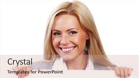  Presentation with hidden - Audience pleasing presentation consisting of business woman hidden behind a white sheet of paper backdrop and a coral colored foreground