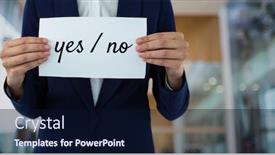  Presentation with yes - Beautiful theme featuring gym marketing - business woman holding a card backdrop and a navy blue colored foreground