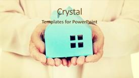  Presentation with blue and orange business - Presentation theme featuring business woman holding blue paper background and a  colored foreground