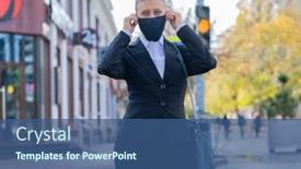  Presentation with virus - Amazing theme having business-woman-in-a-black backdrop and a ocean colored foreground