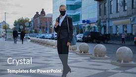  Presentation with virus - Beautiful PPT theme featuring business-woman-in-a-black backdrop and a seafoam green colored foreground