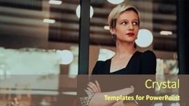  Presentation with black business - Theme with business-woman-in-a-black background and a violet colored foreground