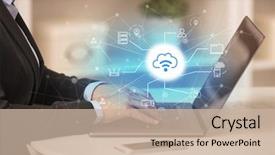  Presentation with cloud technology - Colorful PPT theme enhanced with business woman in homey environment backdrop and a soft green colored foreground