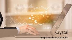  Presentation with business report - Colorful PPT layouts enhanced with business woman in homey environment backdrop and a  colored foreground