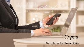  Presentation with financial report - Slide deck with business woman in homey environment background and a coral colored foreground