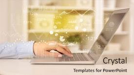  Presentation with business report - Audience pleasing presentation design consisting of business woman in homey environment backdrop and a lemonade colored foreground