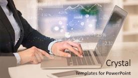  Presentation with marketing environment - Colorful presentation enhanced with business woman in homey environment backdrop and a soft green colored foreground