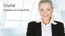  Presentation with glass - Audience pleasing slides consisting of business woman in modern glass backdrop and a white colored foreground