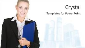  Presentation with glass - Colorful PPT theme enhanced with business woman in modern glass backdrop and a white colored foreground