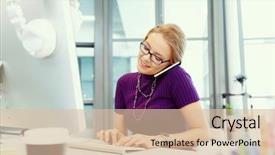  Presentation with office - Slides consisting of business-woman-in-office-holding background and a lemonade colored foreground