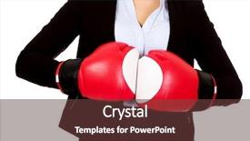  Presentation with boxing - PPT theme having business woman in red boxing background and a tawny brown colored foreground