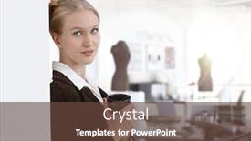  Presentation with design fashion - Presentation theme enhanced with business-woman-in-small-business background and a tawny brown colored foreground
