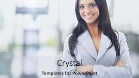  Presentation with modern - Theme enhanced with business woman in the office background and a  colored foreground