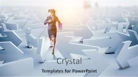  Presentation with mixed reality - Audience pleasing presentation theme consisting of business-woman-in-virtual-reality backdrop and a light blue colored foreground