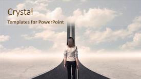  Presentation with forward - Audience pleasing PPT layouts consisting of business woman looking at road backdrop and a lemonade colored foreground