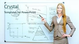  Presentation with business training - Presentation theme featuring business woman making a presentation background and a  colored foreground