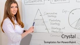  Presentation with business training - PPT layouts consisting of business woman making a presentation background and a light gray colored foreground