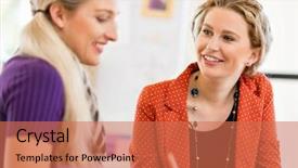  Presentation with office workers - Theme with business woman man brainstorming - two office workers background and a coral colored foreground