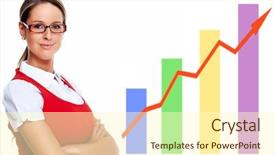  Presentation with business near shoring - Amazing slide deck having increase profit - business woman near chart isolated backdrop and a cream colored foreground