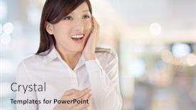  Presentation with asian - Audience pleasing presentation consisting of business-woman-of-asian backdrop and a lemonade colored foreground