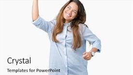  Presentation with moving business - Colorful theme enhanced with business woman over isolated background backdrop and a white colored foreground