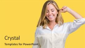  Presentation with moving business - Slides consisting of business woman over isolated background background and a yellow colored foreground