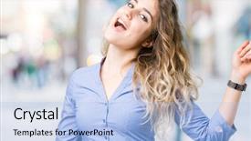  Presentation with moving business - Presentation consisting of business woman over isolated background background and a light blue colored foreground