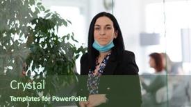  Presentation with medical business - Cool new PPT layouts with business-woman-portrait-in-medical backdrop and a tawny brown colored foreground