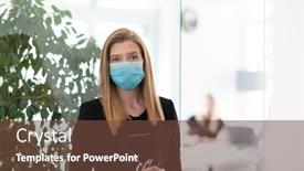  Presentation with medical business - Slide set consisting of business-woman-portrait-in-medical background and a tawny brown colored foreground