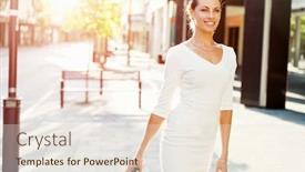  Presentation with suitcase - Amazing theme having business woman pulling suitcase bag walking in city backdrop and a lemonade colored foreground