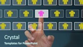  Presentation with employee - PPT theme consisting of business woman recruit new employee background and a ocean colored foreground