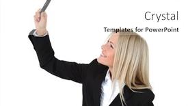  Presentation with search - Beautiful slides featuring business woman search backdrop and a white colored foreground