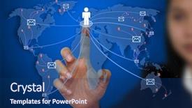  Presentation with woman world - Colorful theme enhanced with business woman send e-mail backdrop and a ocean colored foreground