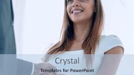  Presentation with business partner - Amazing presentation design having business-woman-shaking-hand backdrop and a light blue colored foreground