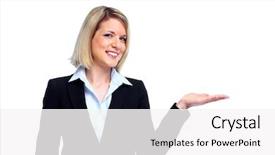  Presentation with accountant - Amazing theme having business woman showing copyspace presentation backdrop and a  colored foreground
