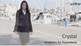  Presentation with business woman standing on maze - Presentation consisting of business woman stand in yacht background and a  colored foreground