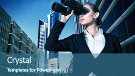  Presentation with business woman standing on maze - Colorful presentation enhanced with new career - business woman standing backdrop and a ocean colored foreground