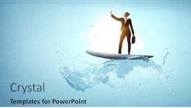  Presentation with waves - PPT layouts with business-woman-taking-selfie background and a light blue colored foreground