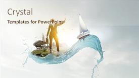  Presentation with waves - Slides with business-woman-taking-selfie background and a sky blue colored foreground