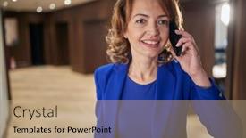  Presentation with business hotel - PPT layouts having business-woman-talking background and a coral colored foreground