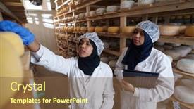  Presentation with cheese - Presentation theme with business-woman-team-in-local background and a tawny brown colored foreground