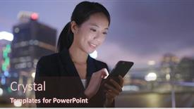  Presentation with mobile use - Slide deck consisting of business-woman-use-of-mobile background and a tawny brown colored foreground