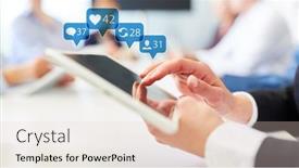  Presentation with social media - Beautiful slides featuring business-woman-uses-social-media backdrop and a lemonade colored foreground