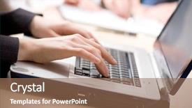  Presentation with laptop - Cool new presentation theme with paypal - business woman uses the laptop backdrop and a coral colored foreground