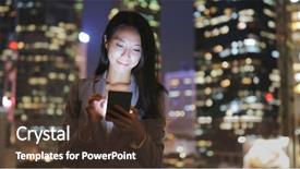  Presentation with night - Cool new slide deck with business woman using cellphone backdrop and a tawny brown colored foreground