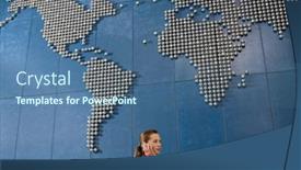  Presentation with woman world - Cool new presentation theme with business-woman-using-mobile-phone backdrop and a ocean colored foreground
