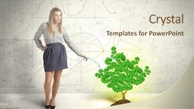  Presentation with business growing - Theme with business woman watering a growing background and a cream colored foreground