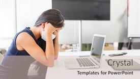  Presentation with face mask - Presentation consisting of business-woman-wearing-face-mask background and a soft green colored foreground